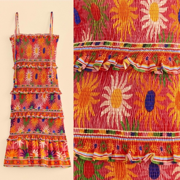 Farm Rio Coral Summer Sun Mini Dress - Picture 3 of 7